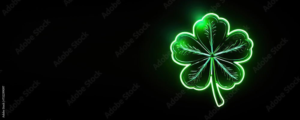 Poster irish lucky symbol - clover neon sign