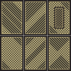 Set of decorative panels for laser cutting. Template for cutting plywood, wood, paper, cardboard and metal.