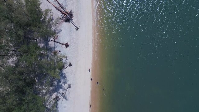 walking on the beach Langkawi Tanjung Rhu malysia Gorgeous aerial top view drone