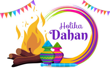 colorful happy holika dahan hindu festival celebration greeting with color splash vector
