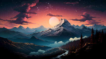 Stunning mountains, panoramic peaks PPT background