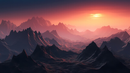 Stunning mountains, panoramic peaks PPT background