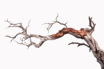Fototapeta premium Dead tree isolated on white background, Dead branches of a tree.Dry tree branch