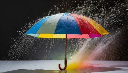 Rainy Day Radiance: Splash of Color under the Umbrella"