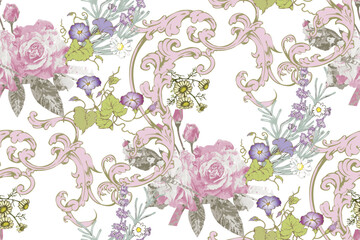 Victorian seamless floral pattern. Suitable for fabric, wrapping paper and the like