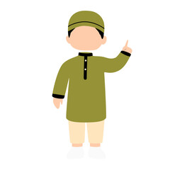 Cute muslim boy cartoon illustration