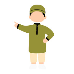 Cute muslim boy cartoon illustration