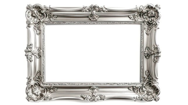 antique silver picture frame  isolated on white background