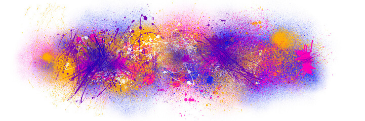 abstract colorful paint and ink spray elements