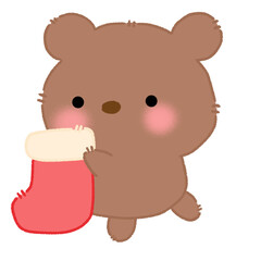 Little bear character on Christmas Eve