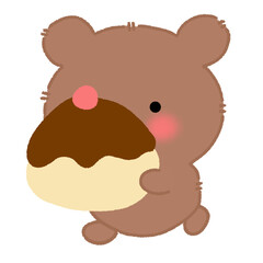 Little bear character on Christmas Eve