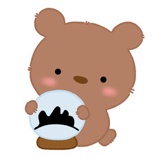 Little bear character on Christmas Eve