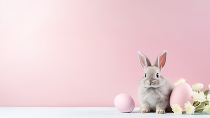 Creative composition. Easter bunny background