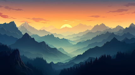 Fototapeta premium Mountain peak illustration, mountain aerial photography PPT background illustration