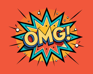 Comic Explosion. "OMG" speech bubble. Cartoon explosion. 