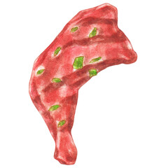 tandoori chicken watercolor style, snacks and appetizers food