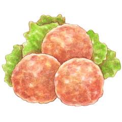chicken kofta watercolor style, snacks and appetizers food