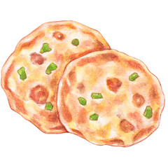 tandoori naan watercolor style, snacks and appetizers food
