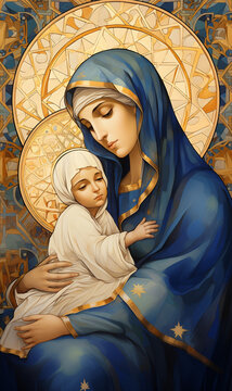 Mary Virgin Madonna And Baby Jesus Christian Image