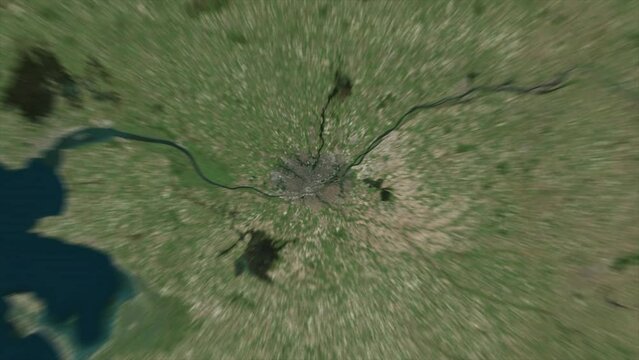 Earth Zoom on Nantes City - France