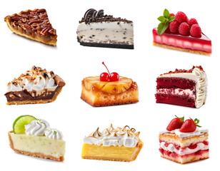 set of cakes on transparent background ai generated