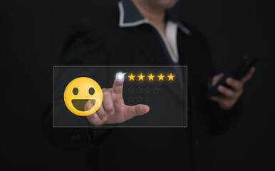 Client or consumer rating service experience on online application. customer review satisfaction...