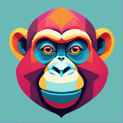 Fototapeta premium illustration of a monkey face, flat design, geometric art
