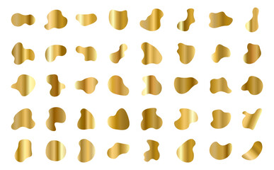 vector gold abstract shapes. liquid shapes elements. set of graphic design elements