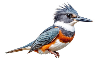 Belted Kingfisher female png on white background