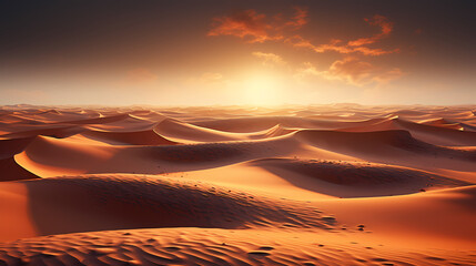 Sand dunes in desert landscape, 3d rendering of beautiful desert