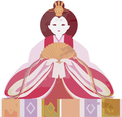 ひなまつり　ひな人形　3月　春　水彩　飾り　イラスト素材
