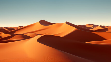 Sand dunes in desert landscape, 3d rendering of beautiful desert