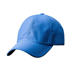 
blue baseball cap mockup front view, png file of isolated cutout object on transparent background.