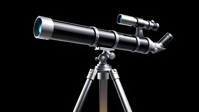 science telescope clipart isolated on a black background