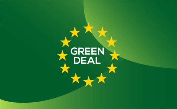 Green deal abstract waves banner, background. Concept of sustainable, environmental. Vector template.