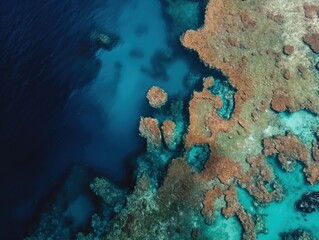 Fototapeta na wymiar Aerial footage capturing the beauty of a coral reef ecosystem