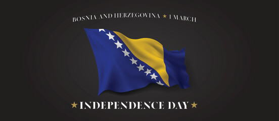 Bosnia and Herzegovina independence day vector banner, greeting card