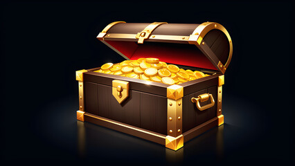 treasure jewel open box clipart isolated on a Dark background