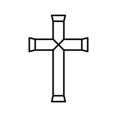 Christian cross line icon vector design