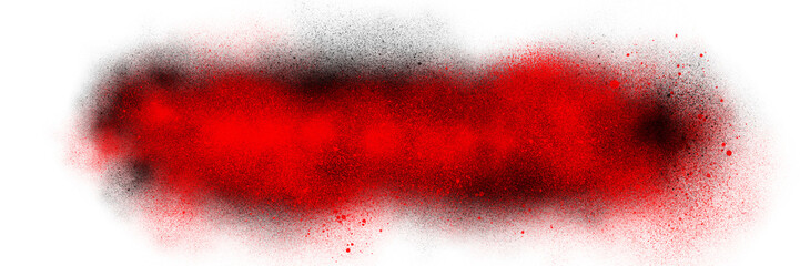 fine spray elements of red and black paint