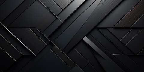 Abstract black geometric metal background with stripes, Obscure And Intriguing Abstract Geometry, A moody and dramatic minimalistic background with deep rich tones of black.  - obrazy, fototapety, plakaty