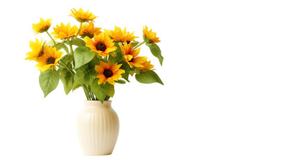 sunflower in vase isolated on white transparent png - obrazy, fototapety, plakaty