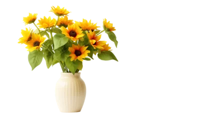 Rolgordijnen sunflower in vase isolated on white transparent png © sachal