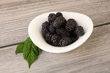 Natural organic blackberry in the bowl