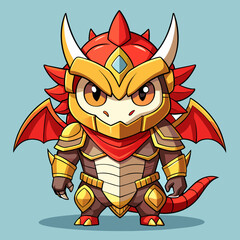 Fototapeta premium Dragon Angry , cute, style , Big eye , Full Human Body , art 90 style , Gold saint 12 zodiac full armor