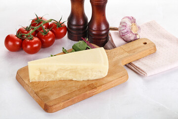 Piece Italian hard parmesan cheese