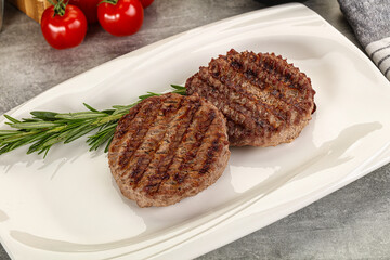 Grilled two beef burger cutlet