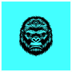 gorilla illustration stencil monochrome siluet