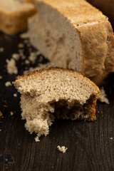 a loaf of dark rye sour bread in the kitchen
