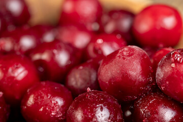 frozen berries of red ripe cherries